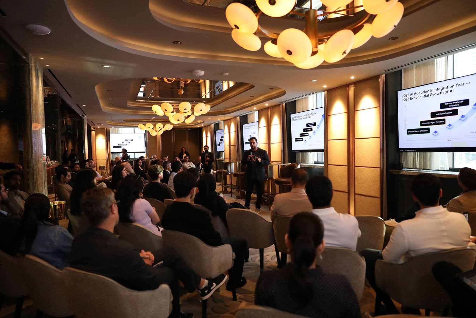 The keynote at Zero to Agent's Toronto Tech Week 2026 event, a full room at Estelle at Harbour 60